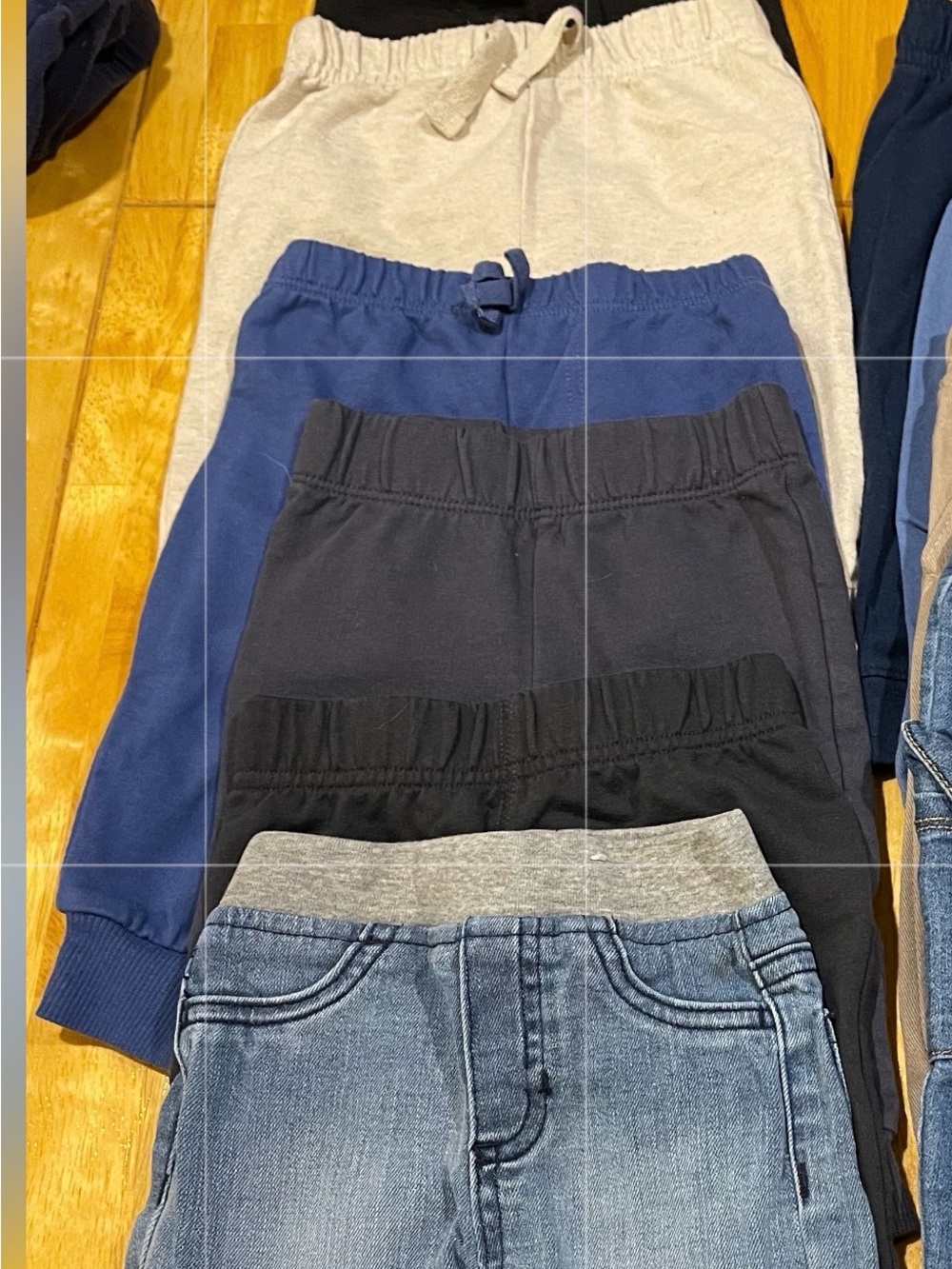 Kids Elastic Waist Denim & Knit Pants - Blue Mix